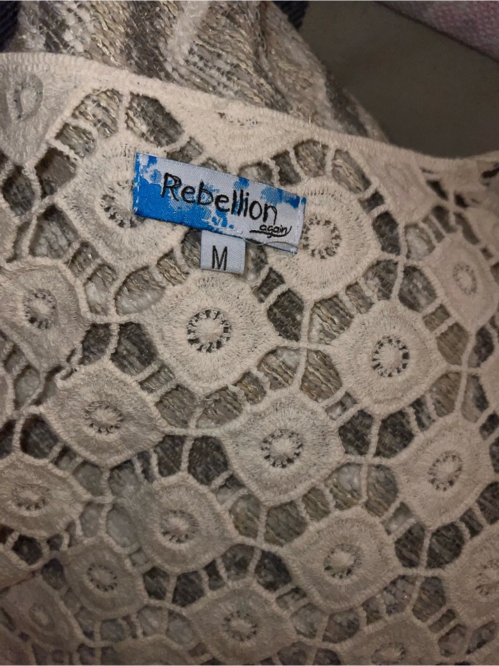 Rebellion Cream Crochet Fringe Kimono Cover-Up - Picture 4 of 4